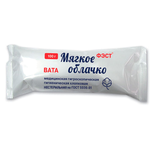 Вата нестерильная, хлопковая 100 Г